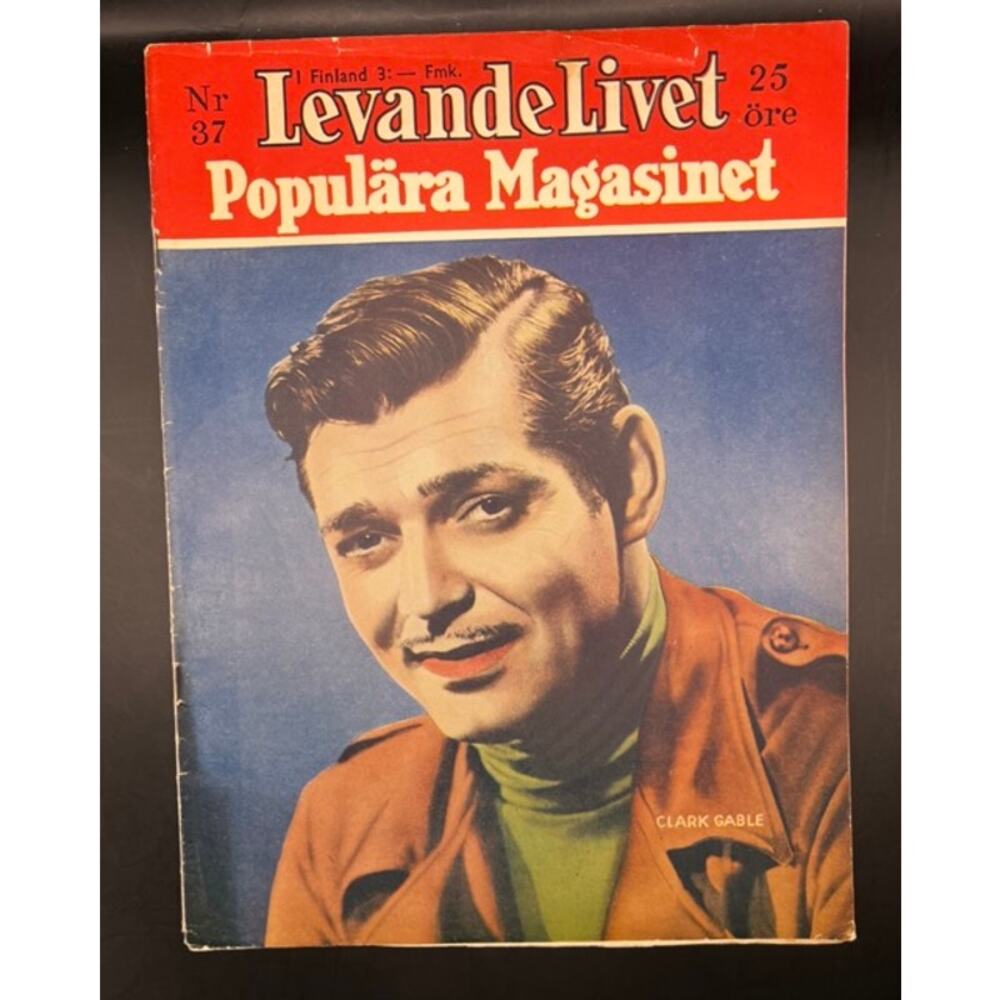 RARE 1937 Swedish Living Life Popular Clark Gable Magazine Gone with the Wind